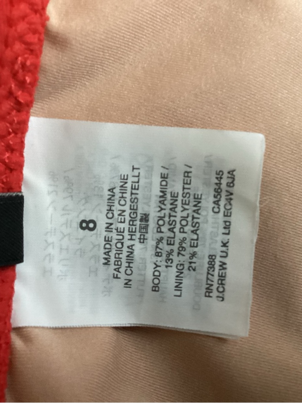 J. Crew color block belted swimsuit Sz 8 EUC one piece red / pink - Picture 7 of 8